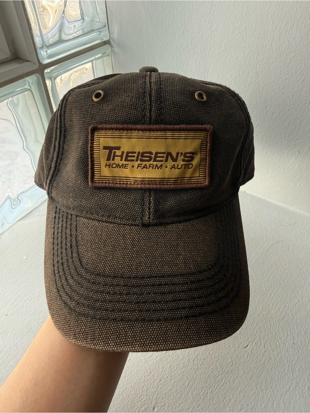 Theisen’s Home•Farm•Auto Outdoor Working Union Cap Brown Distressed Canvas Hat